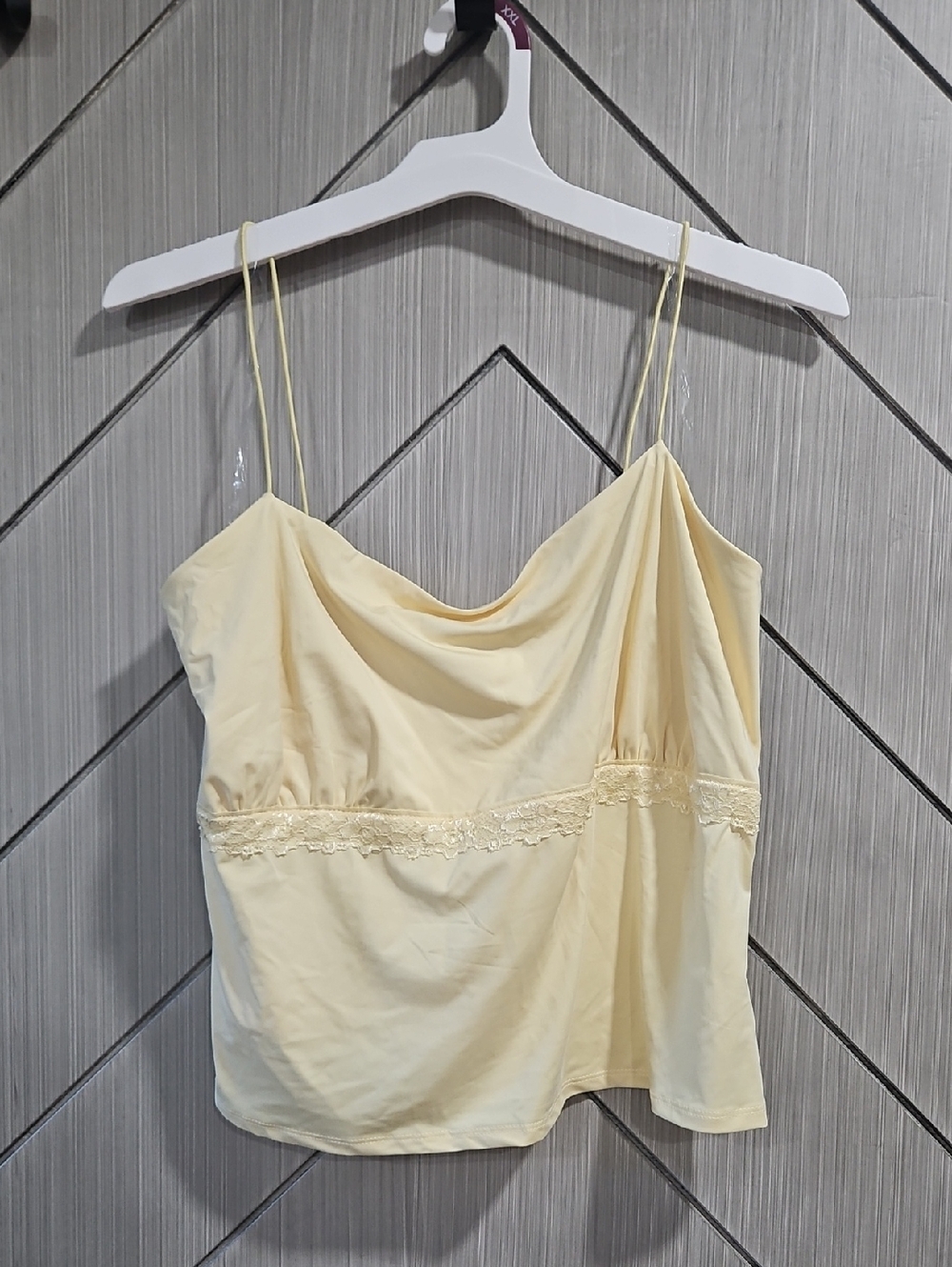 wild fable Pale Yellow Lace-Trim Cowl Camisole